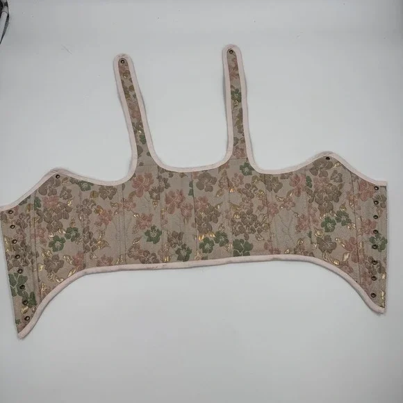 French Meadows Floral Tapestry Corset Stays Bodice Pink Gold Renaissance PNW - Picture 9 of 14